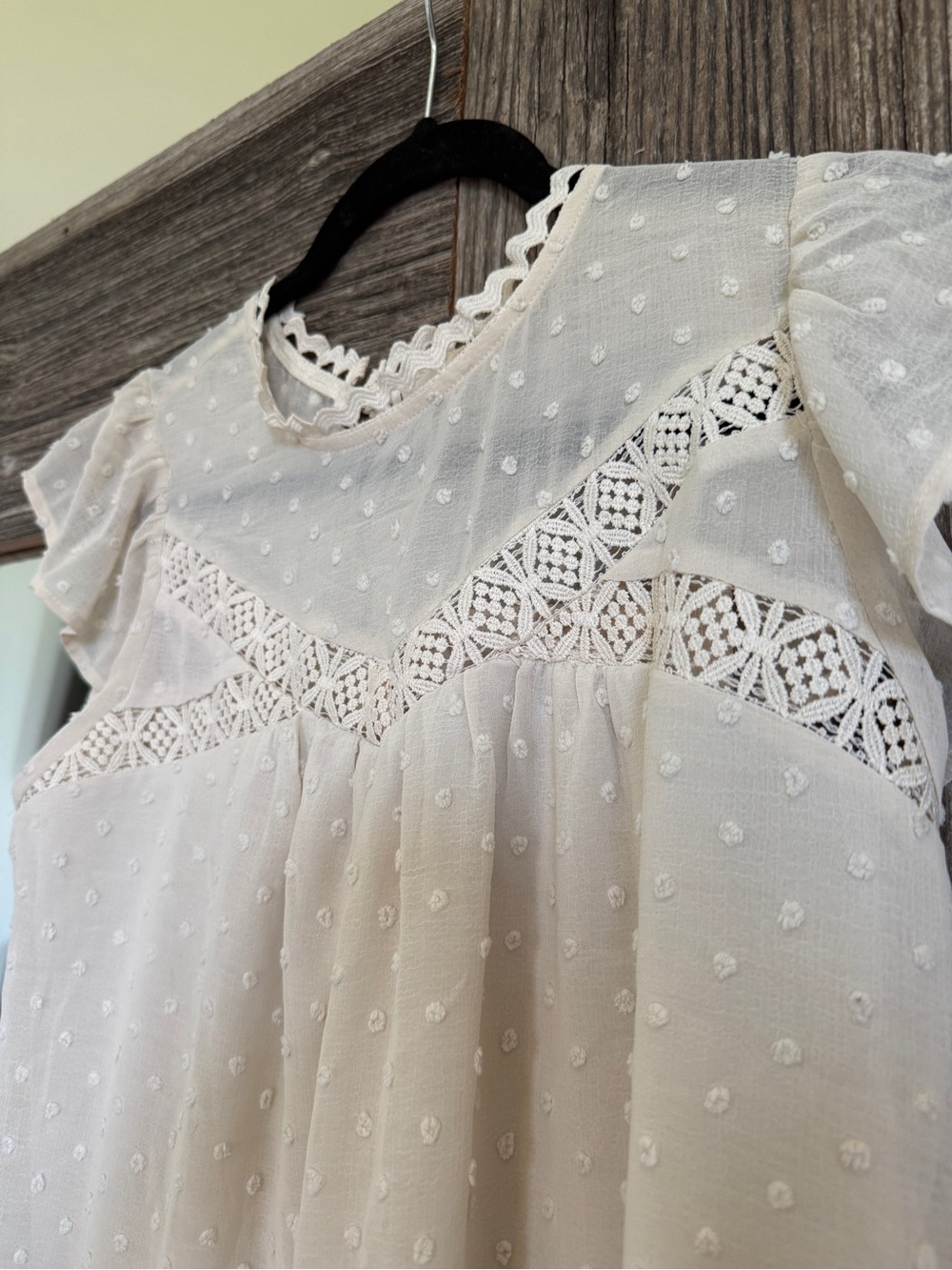 Mine Cream Swiss Dot Eyelet Lace Blouse - Picture 2 of 2